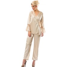 Narnuga Miraxx Gold Rengi Saten Pijama Takımı - 1592