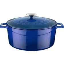 Delixa Metal Döküm Yuvarlak Tencere, 28 Cm, Mavi