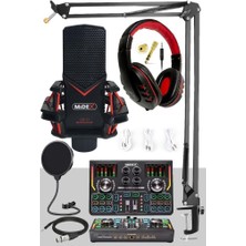 Delixa Gmx-1 Titanium Set Efektli Ses Kartı Mikrofon Kulaklık Stand Kayıt Canlı Yayın (Pc ve Telefon)