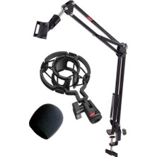 Delixa NB39X Mikrofon Standı + Shock Mount + Sünger Seti