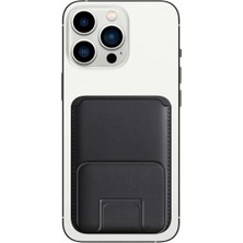 Delixa Labs iPhone Walletmag Stand Deri Cüzdan, Magsafe Uyumlu Kartlık (Siyah)