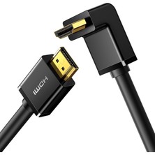 Delixa HDMI Kablosu 4K Açılı 1m 90 Derece Açılı Fiş HDMI Açılı Kablo 2.0 18 Gbit/s Ethernet Hdr 3D Arc Dest