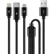 Delixa Trio Şarj Kablosu 1mt. Type-C, Lightning, Micro USB