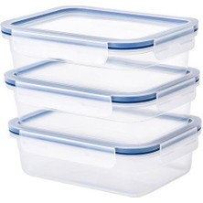 Delixa 3 Adet Vakumlu Saklama Kapları 1,0 Litre Gri-Mavi Dikdörtgen Saklama