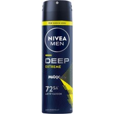 Delixa Men Erkek Sprey Deodorant Deep Extreme 150ML, 72 Saat Anti-Perspirant Ter Koruması, Enerjik Koku