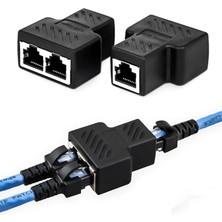 Delixa 2 Portlu Splitter, Çift Lan Kablosu, Ethernet , RJ45 Dişi Adaptör Konnektörü - Ethernet Splitter Cab