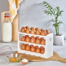 Delixa Yumurtalık Buzdolabı Raf Düzenleyici – 30’lu Yumurta | 3 Katlı Yumurta Organizeri, Şeffaf ve Yer Tas
