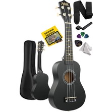 Delixa UKX-901 Bk Siyah Soprano Ukulele (Askı Çanta Metod Pena)