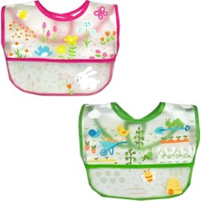 Delixa Iplay Su Geçirmez Bebek Mama Önlüğü, 6-18 Ay, Eva Kumaş, Cepli ve Cırtlı, 2'li Set, Pembe ve Yeşil