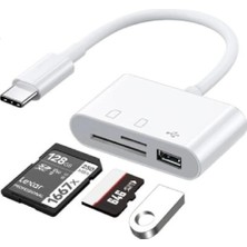 Delixa 5232 USB Type C To Sd Microsd Tf Kart Okuyucu USB 3in1 Çevirici Dönüştürücü Adaptör