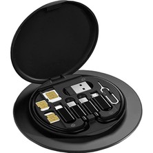 Delixa Lifcasual USB Adaptör Kablosu Dönüştürme Saklama Çok Ti Şarj Tı Dönüştürücü Lightning Tip C Mikro ve
