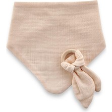 Delixa Babyjem Ahşap Diş Kaşıyıcılı Bürümcük Müslin Önlük Somon