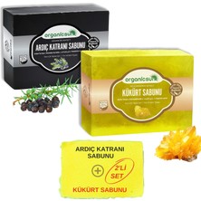 Delixa 2'li Set Doğal Ardıç Katranı Sabunu ve Kükürt Sabunu Kaşıntı Karşıtı Sabun Seti