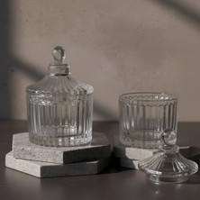 Delixa 2 Adet Mini Cam Lokumluk ve Şekerlik - Şık ve Zarif Mini Cam Sunumluk, Yükseklik 9,5 Cm, Çap 6,5 cm