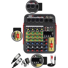 Delixa MDX-04FXU Ses Mikseri Stüdyo Kayıt Için 5 Kanal Ses Kartlı +48V Phantomlu Kayıt Mikseri