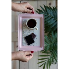 Delixa -EE170-1G Botanica Pink Desenli Dikdörtgen Tepsi 16X25 cm (Botanica Pink)