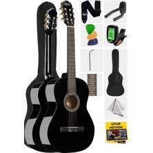 Delixa CG-270BK Siyah Klasik Gitar 4/4 Yetişkin Boy Sap Ayarlı Full Set