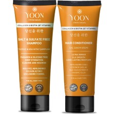 Delixa Yoon 2'li Vegan Tuzsuz Şampuan 250ML & Saç Kremi 200ML Sülfatsız, Kolajen ve Biotinli Yumuşak, Canlı