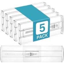 Delixa Şeffaf Plastik Çekmece Düzenleyici Organizer, Ayarlanabilir Kilitlenebilir , 5 Adet