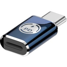 Delixa 35W Type C To Lightning iPhone 15 Max Pro Yuva Çevirici Hızlı Şarj Aktarımı Otg Dönüştürücü Koyu Mav