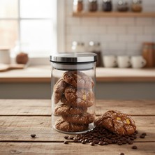 Delixa 450ML Vakumlu Metal Kapaklı Borosilikat Cam Kavanoz (8.5CM*12CM) 1 Adet