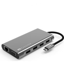 Delixa Feeltek Type-C Çoklayıcı Adaptör – 9in1 Usb-C Hub, 2x HDMI (4k), Vga, Gigabit Ethernet, 3x USB 3.0,