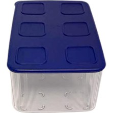 Delixa Şeffaf ve Taze 2,5 L Şeffaf Mavi Koyu Mavi Buzdolabı Sistemi Taze Sistem Konteyner Kapaklı Dikdörtge