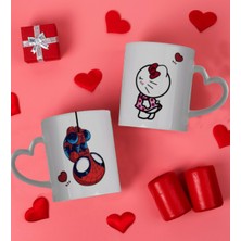 UltraMint Örümcek Adam ve Hello Kitty Tasarımlı Kalpli Kupa Bardak, Şık ve Eğlenceli Seçenek