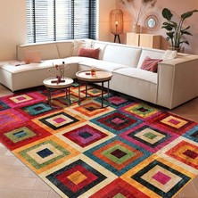 Delixa Latte Dizayn Amber Desenli Pamuk Tabanlı Yıkanabilen Kaydırmaz Antibakteriyel Salon Halısı 80X150