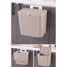 Pratik ve Şık 15 Lt Kapaklı Tezgah Üstü Çöp Kovası Cappuccino