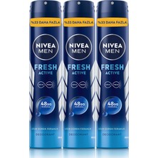 Delixa Men Erkek Sprey Deodorant Fresh Active 200ML, Ter Kokusuna Karşı 48SAAT Koruma, X3 Adet, Avantajlı B
