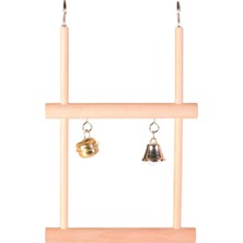 Delixa Kuş Zilli Ahşap Çift Tünek 12X20CM