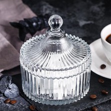 Delixa Rotanev Kapaklı Cam Şeker Kavanozu Kristal Şekerlik