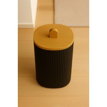 Bambu Kapaklı 8 Lt Çöp Kovası, Şık ve Doğal Mutfak Aksesuarı