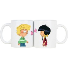 UltraMint Iki Adet Porselen Kupa Seti, Aşk ve Doğum Günü Hediye, Kahve Bardakları