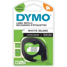 Delixa Dymo Letratag Plastik Şerit (12 mm x 4 Mt), Beyaz (59422)