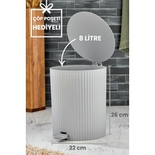 Yuvarlak Pedallı Çöp Kovası, Çizgili Kapaklı, Banyo ve Mutfak Için