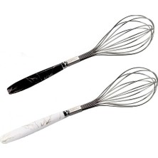 Delixa Arslan Group - 2 Adet Paslanmaz Metal Sapı Mermer Desenli 2'li Yumurta Hamur Kek Malzeme Çırpıcısı