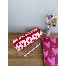 UltraMint Kalp Desenli Yıkanabilir Kalemlik ve Makyaj Çantası