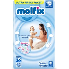 Delixa Molfix Ultra Fırsat Paketi Extra Large 6 Beden Bebek Bezi (1 x 62 Adet), Çok Renkli