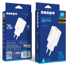 Delixa Onopo 3.4A USB Girişli Hızlı Şarj Adaptörü - X9 | Beyaz, 9V/1.67A ve 5V/3.4A Çıkışlı Şarj Başlığı