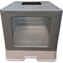 Delixa Büyük Boy Kırılmaz Kapalı Çekmeceli Kedi Tuvaleti Kedi Kumu Küreği Hediyeli Pet Bakım 38X38X49 (Mavi