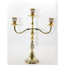 Epilons Pirinç Sedefli 3'lü Şamdan Model 2