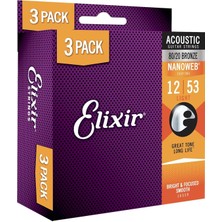 Delixa Elixir Akustik Bronz Nano Tel 012/053 (3'lü Paket)
