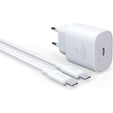 Delixa Syrox PD25T Q3.0 Pd 25W Type-C To Type-C Hızlı Şarj Aleti Set Beyaz