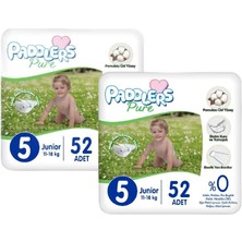 Delixa Paddlers Pure Bebek Bezi 5 Numara Junior 104 Adet 2'li Jumbo Set