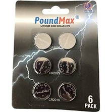 Delixa Poundmax Süper Karışık CR2032 CR2025 CR2016 3 V Lityum Düğme Pil (6'lı Paket)