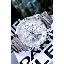 UltraMint Şık Gümüş Renk Çelik Kordon Erkek Kol Saati ve Bileklik Hediye