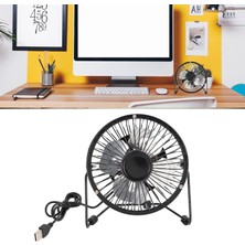 Delixa Aee® Masa Üstü Metal USB Mini Fan - Sessiz Soğutucu Vantilatör - 13.5 cm Çaplı 4 Alüminyum Kanatlı -