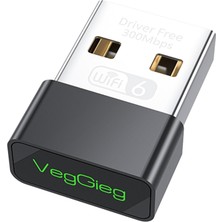 Delixa Veggieg 300MBPS Wifi 6 Çift Bant Kablosuz Alıcı Verici Nano USB Adaptör